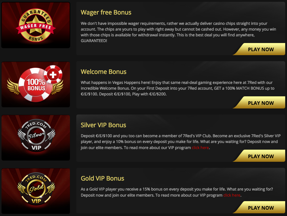 7Red casino bonuses and promotions