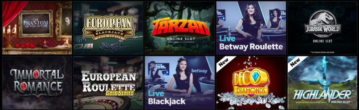 Betway casino games selection
