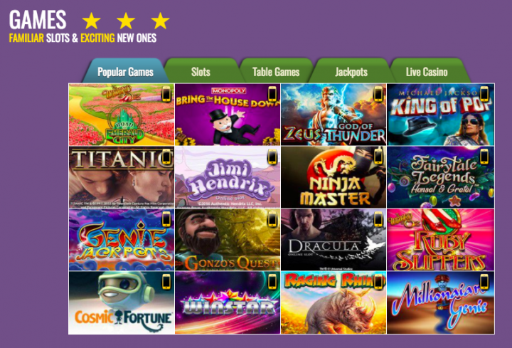 SlotsMagic casino games selection