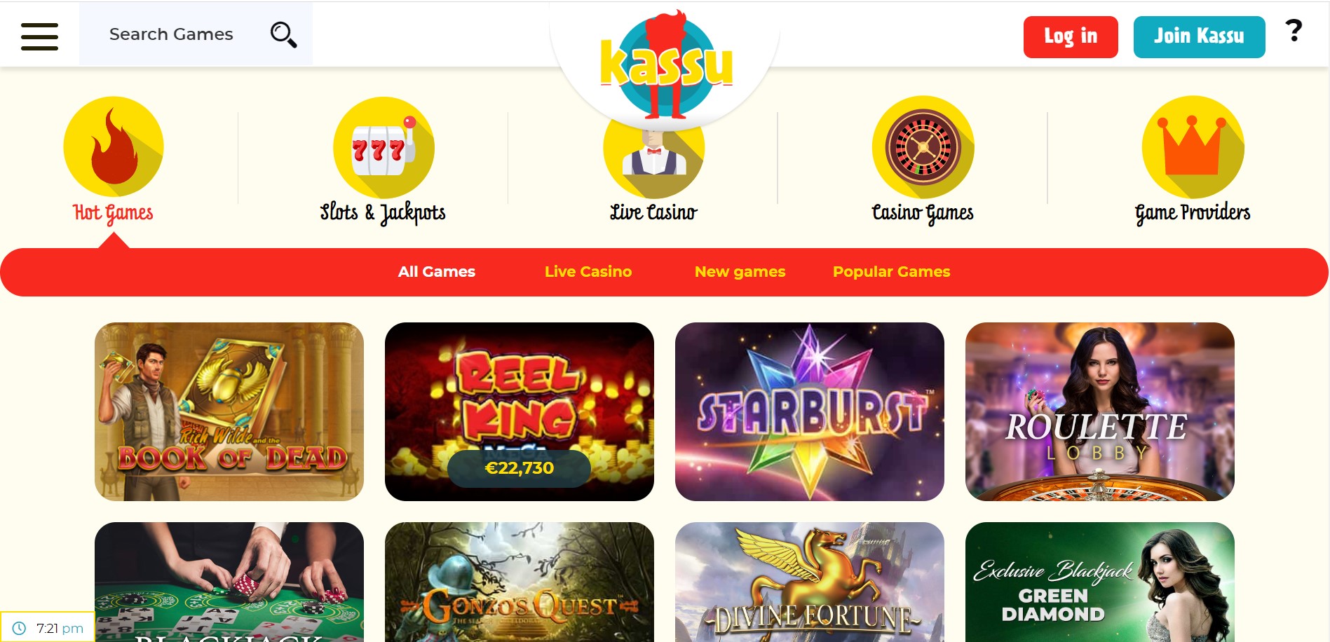 Kassu online casino games