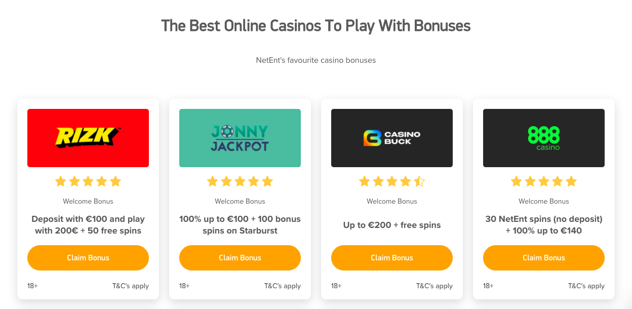 NetEnt casino bonuses